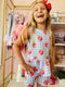 Girls Preppy Apple School Shorts Set with Matching Bow - Bowtism